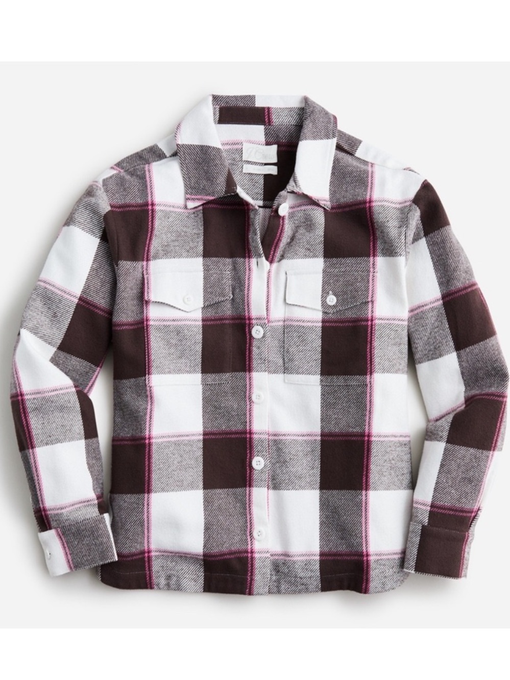 J. Crew Plaid Cotton Shacket Neutral Button Up Jacket Size 8